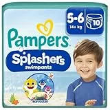 Pampers Windeln Größe 5-6, Splashers Baby Shark Limited Edition, 10 Stück, Einweg-Schwimmwindeln, für sicheren Schutz im Wasser