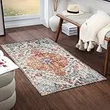 Livabliss Asmara Vintage Läufer 80x150 cm – Traditioneller Boho Teppich für Flur, Wohnzimmer & Küche – pflegeleicht in Blau & Orange