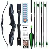 tongtu Recurve-Bogen-Set mit 8 Pfeilen, 30-40 lb Bogenschießen-Takedown-Bogen für Rechts- und Linkshänder, Anfänger bis Erwachsene