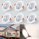 Kambo LED Einbaustrahler 40° Schwenkbar, Set mit 6 Stück Spots Rund, 6W Ersetzt 60W 610LM Neutralweiß 4000K, Spot Led Deckenleuchte Weiß Badeinbaustrahler