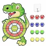 Dinosaurier Spielzeug für 3–9, 76cm Kinder Klett Dartscheibe mit 12 Klebrigen Bällen, Drinnen und Draußen Hängendes Dart Wurfspiel Sets für Kinder Groß und Klei, Geburtstags Geschenke für 4–10 Junge