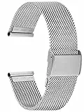 Alienwork Uhrenarmband Metall Mesh Armband Edelstahl Silber Mesh-Armband