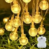 Dalugo Lichterkette Außen Batterie,6M 40 LED Kristall Kugel Lichterkette mit 6h Timer,IP65 Wasserdicht Warmweiß Globe Lichterketten Weihnachten für Weihnachtsbaum Kinderzimmer Balkon Innen außen Deko