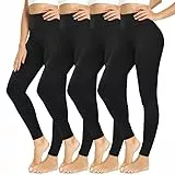 CAMPSNAIL Leggings Damen High Waist Blickdicht Leggings Weich Leggins Elastisch Sportleggins Lang Bauchweg Push Up Hose für Yoga Sport Gym(4*Schwarz, One Size(DE34-40))
