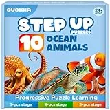 QUOKKA Spielzeug Puzzle Ab 2 3 Jahre - Meerestiere Spiele ab 3-5 Jahre - 8 Realistische Tierformen - 40 Große Teile Geschenk Für Junge und Mädchen