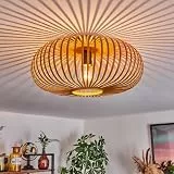 HOFSTEIN Deckenleuchte Oravi, Deckenlampe aus Metall in Ocker/Schwarz, Leuchte im Industrial/Retro/Vintage-Design, Lichteffekt durch Gitter-Optik, Ø 40,5 cm, E27, Wohnzimmer, Esszimmer, Schlafzimmer