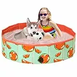 Demigreat Hundepool fur Große Kleine Hunde,80/120/ 160CM Faltbar Hunde Planschbecken, Tragbar & Eco-Friendly PVC Hunde Pool, Wassermelone