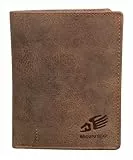 Geldbörse Leder Braun Vintage | Herren & Damen | RFID-Schutz mit Münzfach | Portemonnaie Echtleder | Geldbeutel Hochformat Reißverschluss innen | BB Design 2051 HBR