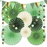 Syoulin gartenparty deko draußen sommer,party deko grün gartenparty,vintage boho wedding decoration, birthday decoration,10 frische und stilvolle Papierfächerdekorationen