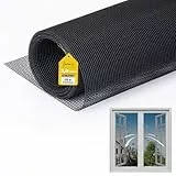 fowong Upgrades Fliegengitter Fenster mit 10x Reißfestigkeit Nanogitter, 122x252cm Extra Stabilität, DIY Fliegennetz Ersatz für Fliegengitter Balkontür Dachfenster, Schwarz, Geruchsneutral