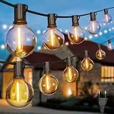 LED Lichterkette Außen Strom 16.8m - Outdoor Lichterketten 55FT mit Aussen Wetterfest 25+1 G40 Glühbirne Warmweiß Aussenlichterkette für Balkon Garten Pavillon Terrasse Vorzelt Hochzeit Party