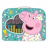 Cefa Toys 21878 Peppa Pig Künstlerkoffer, 12 Filzstiften, 6 Buntstiften, Lineal, Bleistift, Radiergummi und Spitzer. 32 x 25 x 2 cm, bunt