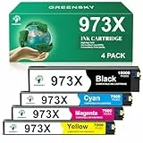 GREENSKY 973X Druckerpatronen Kompatible für 973X 973 XL für Pagewide Pro 477dw Patronen für Pagewide Pro 477dw 452dw 477dn 452dn 577dw 577z 552dw Managed MFP P55250dw Drucker (4 Pack)