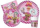 Party-Set L.O.L. Surprise! Glam für 8 Personen (44 Teile: 8 Teller Ø23 cm, 8 Teller Ø20 cm, 8 Becher 200 ml, 20 Servietten 33 x 33 cm), Rosa