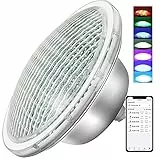 CXhome LED Poolbeleuchtung Unterwasser 25W 12V RGB PAR56 Pool Beleuchtungen Poollicht Unterwasser (Ersetzt alten PAR56 Halogenlampen) IP68 BT-Steuerung APP 32 Lichteffekte Farbwechsel Poolzubehör
