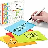 2DOBOARD Beschreibbare Magnete groß 15 x 10 cm für Kanban Board oder Scrum Tafel - 25 Stück - Magnet etiketten beschreibbar für Whiteboard - Magnete zum beschriften - Magnetic Notes (Mix 5 Farben)