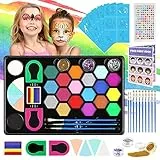 Kinderschminke Set, 48 PCS mit Glitzer Tattoo Kinder Theaterschminke Faschingsschminke Professionelle Schminken Kinder Face Paint für Halloween Karneval Geschenk