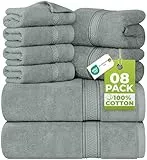 Utopia Towels - 8 teilig Handtücher Set aus Baumwolle mit Aufhänger - 2 Badetuch, 2 Handtücher und 4 Washclappen - (Kühl Grau)