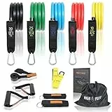 High Pulse® Widerstandsbänder Set mit 5 Stärken inkl. Fußschlingen, Handgriffe, Türanker, Expander und Übungsposter für das Fitness Training – Resistance Bands für Krafttraining, Homeworkout und Yoga