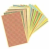 Klebepunkte Bunt Dot Stickers 16 Bilder Mit 16 Farben - Runde Aufkleber Markierungspunkte für Büro, Schule, Kalender (6528, 6mm)