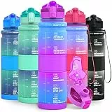 Lunidry Trinkflasche - Tritan BPA Frei Wasserflasche Kinder, 1L/500ml Kohlensäure Geeignet Auslaufsicher Sport Trinkflasche mit Zeitmarkierungen & Fruchteinsatz Für Schule, Fahrrad, Gym, Outdoor