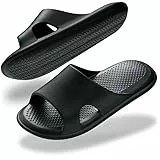 Misolin Badelatschen Damen Herren Badeschuhe Cozislides Wolke Hausschuhe Super Weich rutschfest Schlappen Cozy Cloudyzzz Pantoletten Sommer Quick Drying Shower Slides,Schwarz W9(39-40 EU)