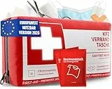 KFZ Verbandstasche nach aktueller Norm 2026 inkl. Beatmungstüchern - KFZ Verbandskasten europaweit nutzbar - Erste Hilfe Set Verbandkasten DIN 13164:2022 (StVO konform)