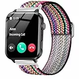 Blueshaweu 20mm armband für R30 PRO 1,85 Zoll Smartwatch, Einstellbar Stoff Armbänder, Weich und Dehnbar Elastizität Ersatzband für IOWO.DO/Black.view/FeipuQu R30 Pro Smartwatch (Bunte Streifen)
