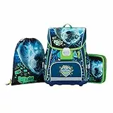 OXY BAG PREMIUM Fußball Schulranzen 3tlg für 1.-3. Klasse | Ergonomisch, Reflektierend, 28L Volumen | Inkl. Schuhbeutel & Federmappe | Ideal für Grundschüler mit Stabilen Boden, Anatomische