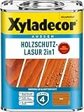 Xyladecor Holzschutz-Lasur 2in1, Universeller Allwetter-Schutz – Der Klassiker, Teak, 750 ml