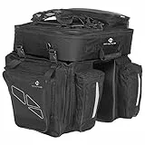 M-Wave Fahrrad Gepäckträgertasche 3-Fach, Schultergurt, verstärkter Boden, Bikepacking, Gravel, Amsterdam Triple