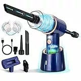 URAQT Handstaubsauger, 9000 Pa Leistungsstarker Handstaubsauger Akku, 3 in 1 Staubsauger mit Ladestation, USB Wiederaufladbarer Mini Staubsauger für Auto, Haus & Tierhaar Reinigung (Upgrade-Blau)