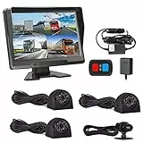VSYSTO 4-Kanal HD 1080P LKW Kamerasystem, Rückfahrsymbol, Einstellbare Displayhelligkeit, 10,1 Zoll Bildschirm 4 Kameras Backup Kamera Infrarot-Nachtsichtgläser, GPS (10,1 Zoll + 1080P Kameras *4)