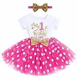 Fymnsi Prinzessinnen-Kleid, kurzärmlig, Babys, Kinder, Kleinkinder, Kleider zum 1. oder 2. Geburtstag, Feier, Tüll; Kleid, Haarband, für erstes Weihnachtsfest, Fotografie, Outfit, 1-2