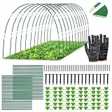 TUIBEIDAMAI 50 PCS Bögen für Hochbeet,Pflanztunnel Bögen,Abnehmbar Folientunnel für Hochbeet,Tunnelbögen Hochbeet,Gewächshaus Bogen 6mm mit Kunststoff umwickelt,Gewächshaus Reifen,Gartentunnel Bögen
