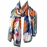 FAIRYGATE Schals für Damen Jugendstil Kunst Langer Bunte Seidenschal 180 * 90cm Elegant Bunt Tücher Seide Schal Satin Seidentuch Kopftuch Damen Sommer 82034