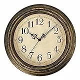 Plumeet Wanduhr Klassisch 30cm Ruhige Retro Wanduhr ohne Tickgeräusche für Wohnzimmer - Schlafzimmer - Batteriebetrieben (Arabische Ziffern)