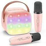 Dislocati Karaoke Maschine mit 2 Bluetooth Mikrofon, Mädchen Spielzeug für 3-12 Jahre Tragbarer Karaoke Microphone Set für Kinder und Erwachsene mit DSP & LED-Lichtern