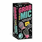 HUCH!, Grab The Mic Spiel Deutsch, Karaoke Spiel mit lustigen Songtext-Challenges, Partyspiele lustig für Familien und Freunde, Für 2-8 Spieler ab 8 Jahren