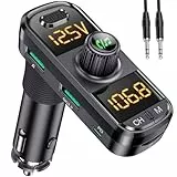 GizmoVine FM-Transmitter Adapter Kit, Bluetooth-Empfänger für Auto mit QC3.0 & PD3.0 Fast Charger, Musik-Radio, MP3 und USB, Zigarettenanzünder-Sender, Hands Free Car Adapter für Telefon