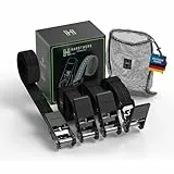 Hardtwerk® Spanngurte mit Ratsche (4 Stück) - 6m, 1000kg Greifkraft, TÜV & GS Zertifiziert - Vielseitige Ratschenzurgurte für den Professionellen Gebrauch - Anhänger, Gepäck & Camping, Schwarz