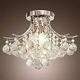 Saint Mossi Kristall Kronleuchter Modern Lüster Klarem Kristallg Tröpfchen Deckenleuchte für Schlafzimmer Wohnzimmer Esszimmer, 3 X E14 Lampenfassung, Durchmesser 40cm X Höhe 28cm