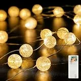 Auting Lichterkette Kristall Kugeln Deko,2M Kristallkugeln Crackle lichterkette mit 20 LED-Licht Batterie mit Timer,lichterkette deko für Innen,Weihnachten,Valentinstag,Schlafzimmer Warmweiß 1 Stück