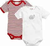 Playshoes Schnizler Baby-Unisex 1/4-Arm 2er Pack Wal Body, Rot (rot/weiß 44), 62 (Herstellergröße: 62/68)