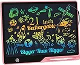 Kinayue LCD-Schreibtablett für Kinder, Wiederaufladbare Maltafel Zeichentafel, Vorschule Lernen Spielzeug Weihnachten Geburtstag Ostern Geschenk 3 4 5 6 7 Jahre alt Mädchen Jungen (21 Zoll-Rosa)