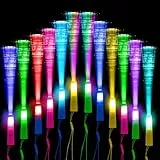 12 Stück Bunte LED Leuchtstäbe – Glasfaser Leuchtstab mit Batterie, Geschenkspielzeug für Kinder, Party Deko & Halloween Deko für Nachtpartys, Konzerte, Weihnachten, Karneval und Hochzeiten (Bunt)