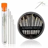 Redamancy Nähnadeln, Sticknadeln, 55 Stück 11 Größen Set mit Scharfen Nadeln mit Großem Öhr und Kleinem Öhr, Stahlnadel Zum Handnähen und Stopfen von Kleidung, in Aufbewahrungsröhrchen