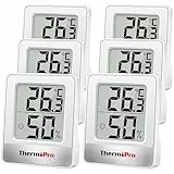 ThermoPro TP49-6 Kleines digitales Hygrometer, Innenthermometer, Raumthermometer, Temperaturmonitor und Feuchtigkeitsmesser für den Komfort des Büros zu Hause, Reptilienthermometer, 6 Stück