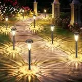 FIFlying Solarlampen für Außen Garten, 8 Stück Warmweiß LED Solarleuchten, Garten Deko Beleuchtung, IP65 wasserdicht Solarlampe für Garten, Außen, Terrasse, Rasen, Hof, Wege - 3000K