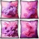 Jalican Kissenbezug 60x60cm 4er Set Soft Kissenbezüge Purple Smoke Kissenhülle Sofakissen Dekokissen Zierkissen Deko für Sofa Schlafzimmer Wohnzimmer Flauschig Kissen, Geschenk für Frauen R-699
